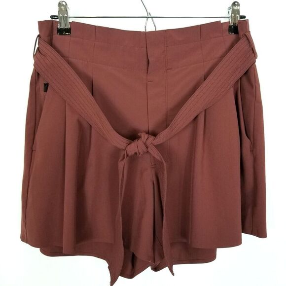 Athleta Women Skyline II Raisin brown pleated paperbag shorts Size 12
